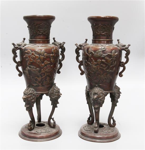 Two Oriental bronze vases